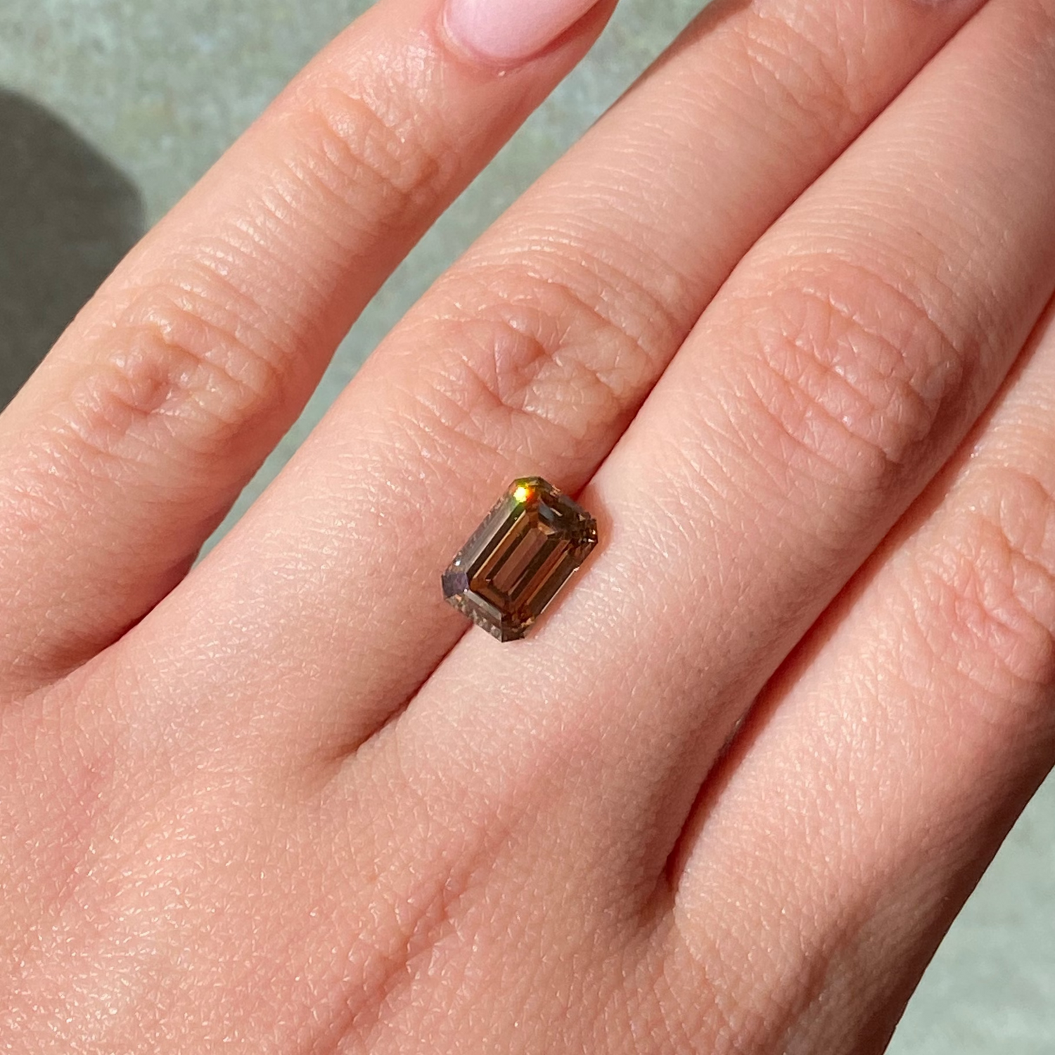 3 Carat Dark Champagne Emerald Cut Diamond
