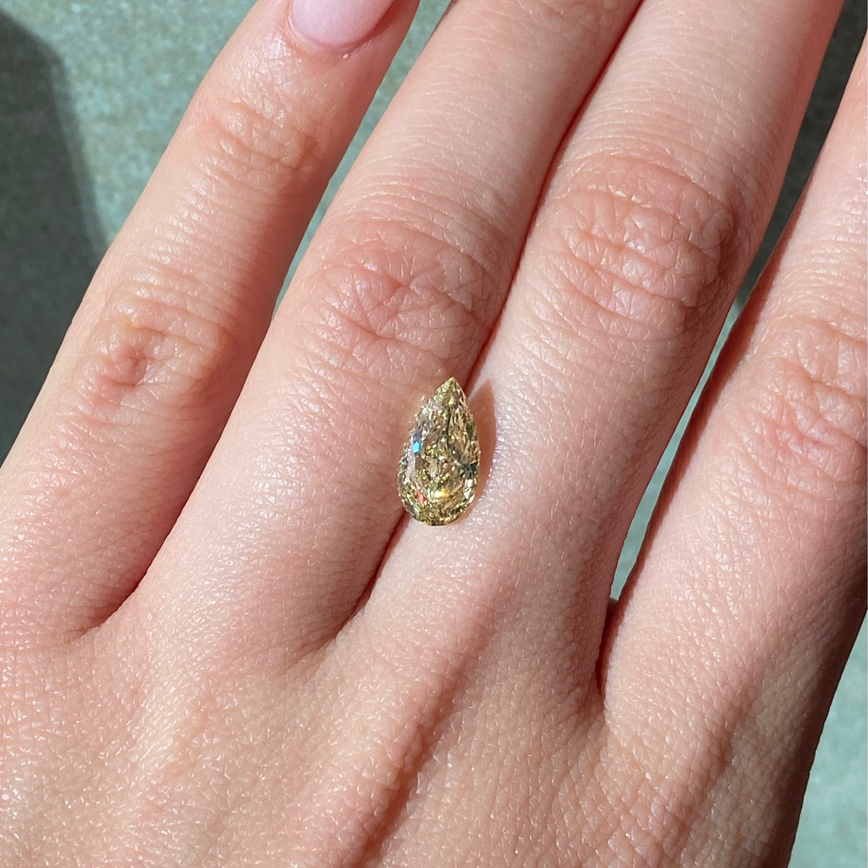 2.02 Carat Fancy Yellow Pear Cut Diamond