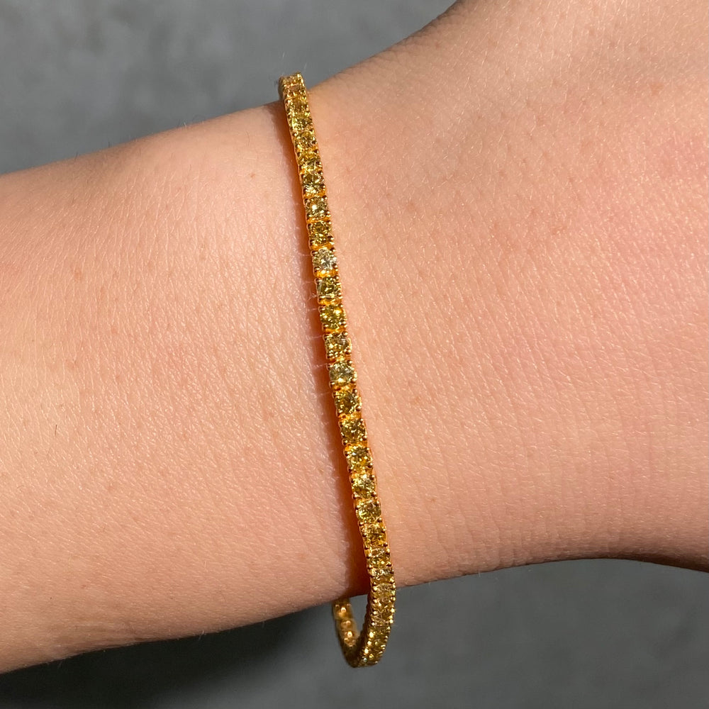 Fancy Intense Yellow Round Diamond Tennis Bracelet