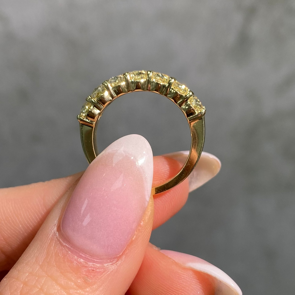 Fancy Yellow Oval Diamond Half Eternity Band