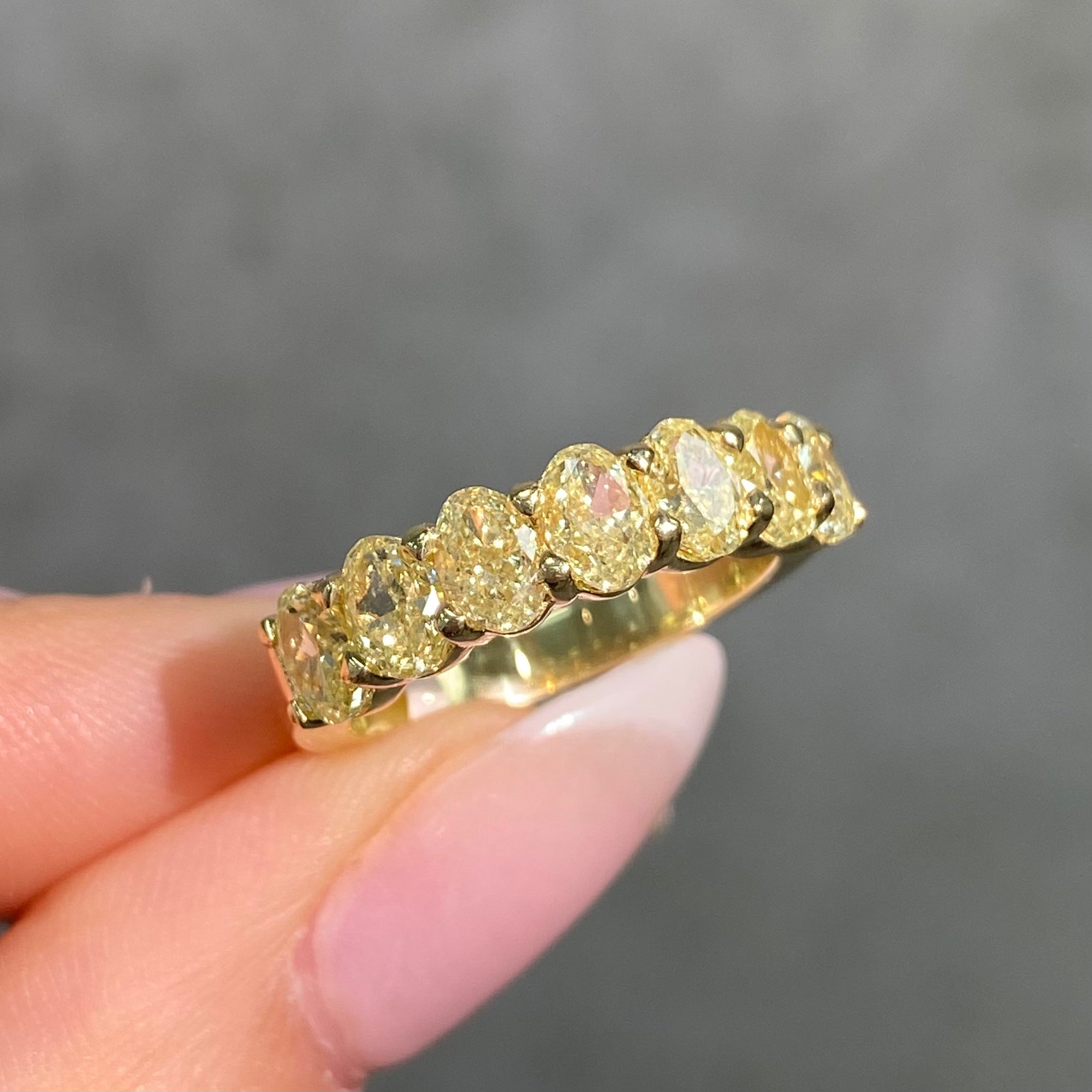 Fancy Yellow Oval Diamond Half Eternity Band