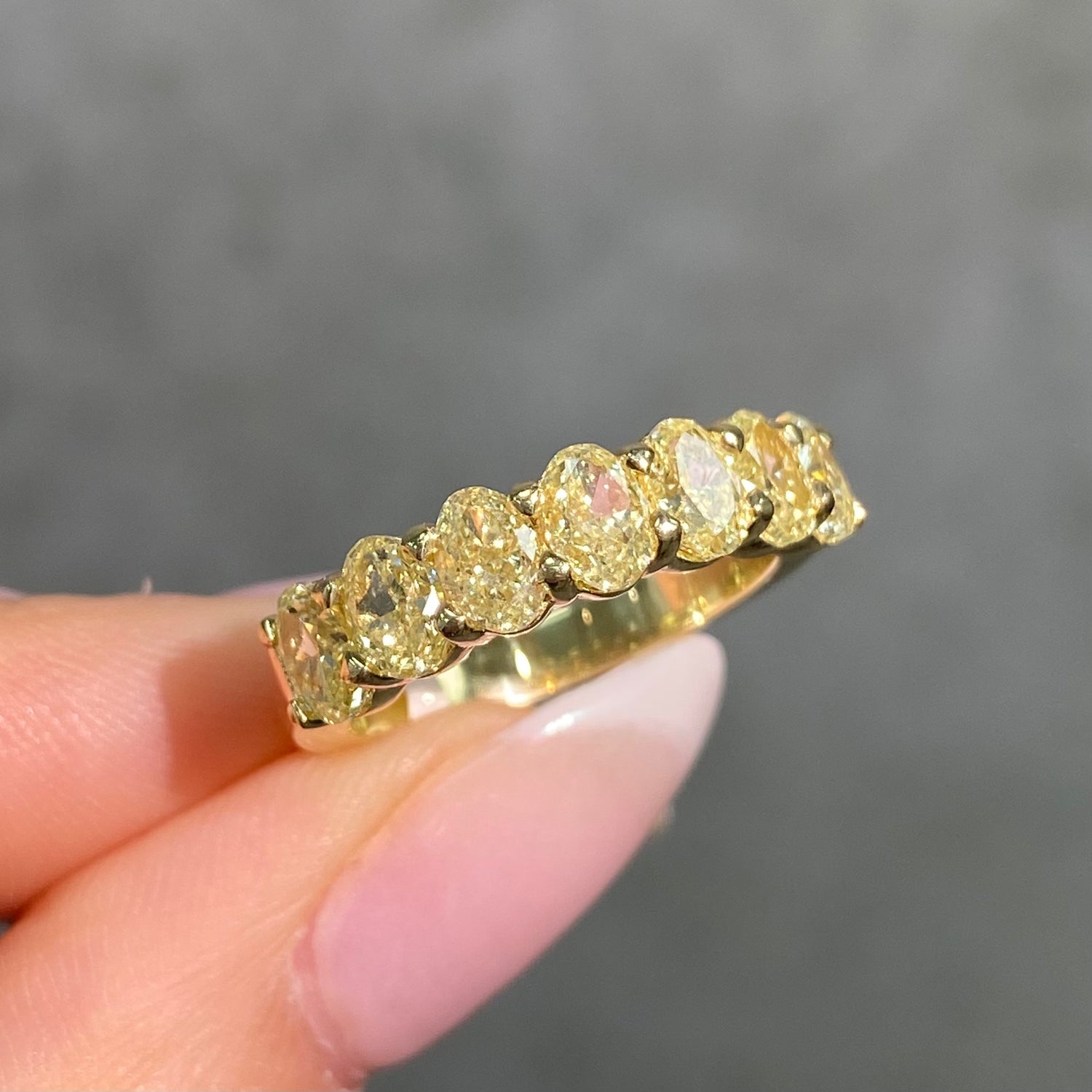 Fancy Yellow Oval Diamond Half Eternity Band