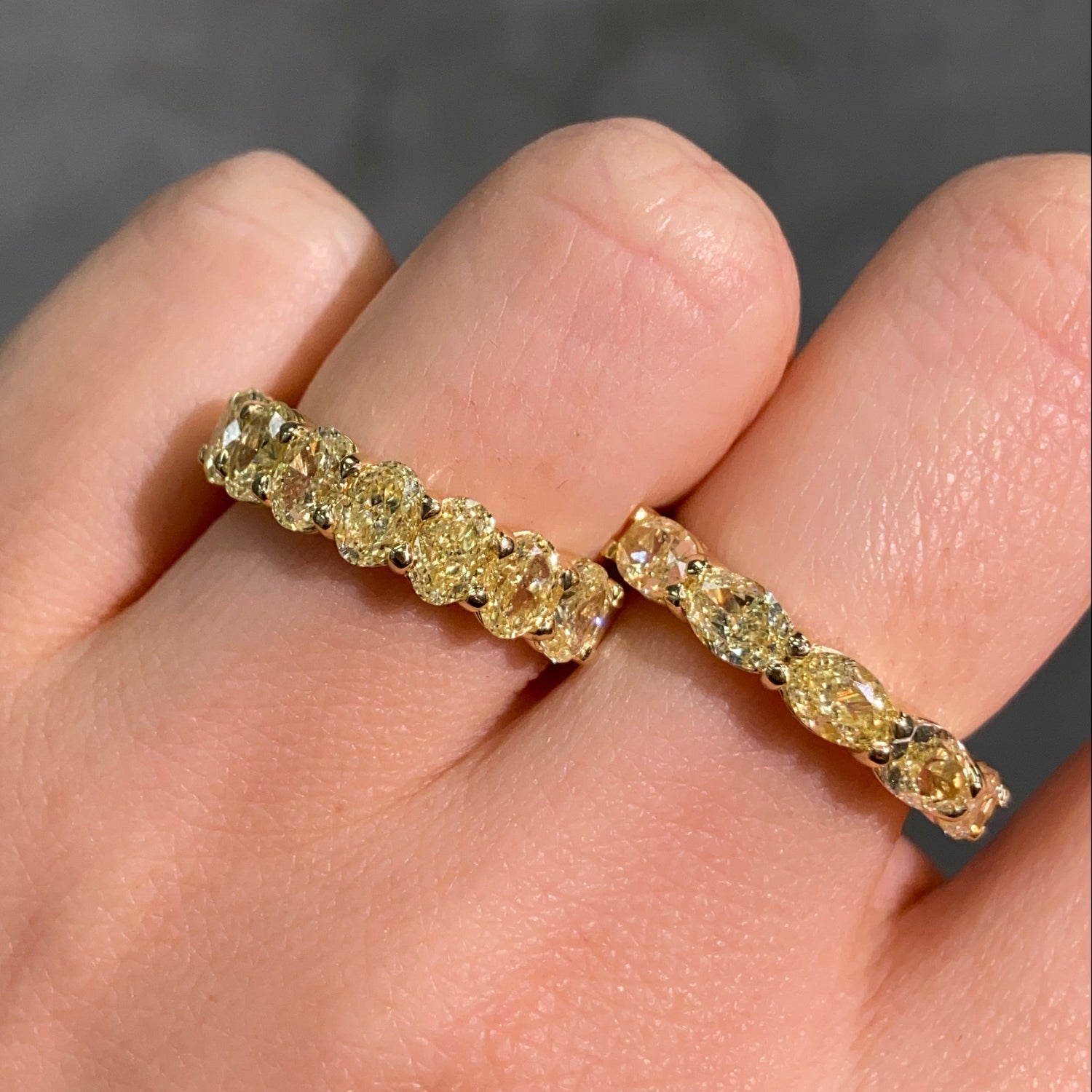 Fancy Yellow Oval Diamond Half Eternity Band