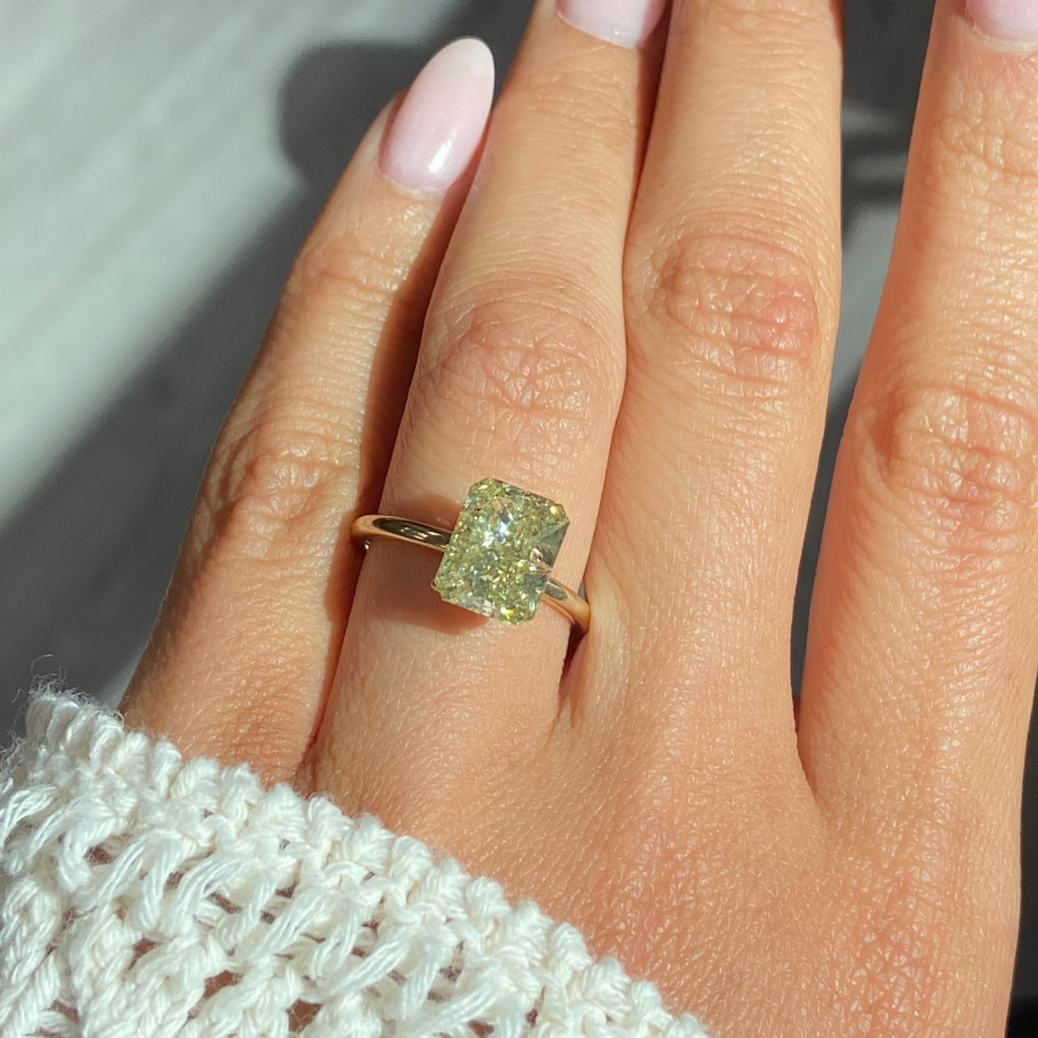 4.03ct Fancy Green Elongated Radiant diamond loose stone by Rare Colors by Namdar, New York City