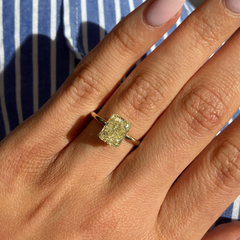 3.03 Carat Fancy Light Yellow Elongated Radiant Cut Diamond