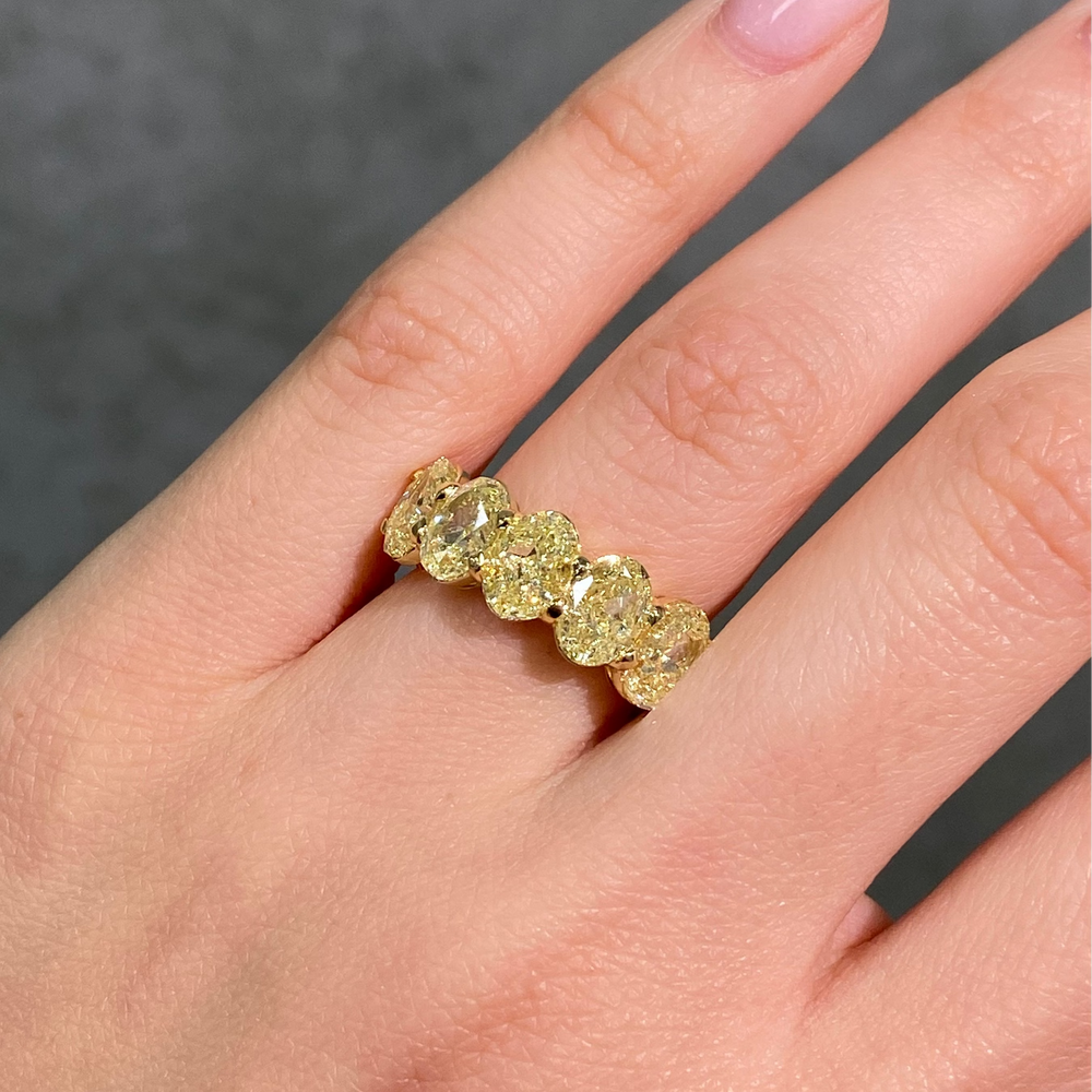 5.9ct Fancy Light Yellow Oval Diamond Half Eternity Band