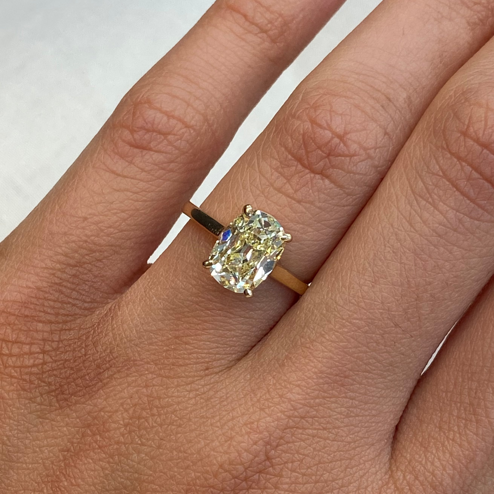 2.73ct Fancy Light Yellow Old Mine ring — color diamond specialists Rare Colors by Namdar