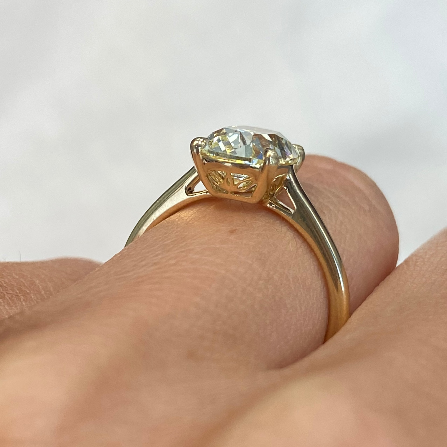 GIA 2.73ct Fancy Light Yellow Old Mine diamond ring at Rare Colors by Namdar, 5th Avenue New York