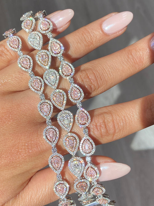 4ct Pink Pear Diamond Halo Bracelet
