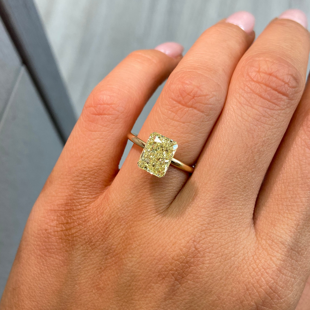 3.09ct Fancy Yellow Elongated Radiant diamond loose stone by Rare Colors by Namdar, New York City