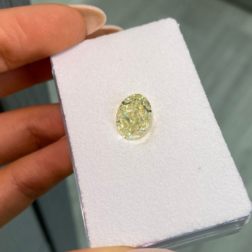 3.65ct Fancy Light Yellow Oval Cut Diamond