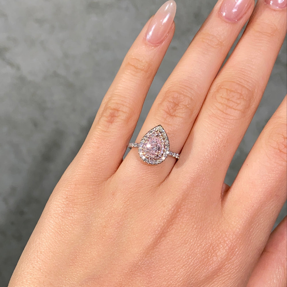 Natural Pink Pear diamond engagement ring — Rare Colors by Namdar NYC