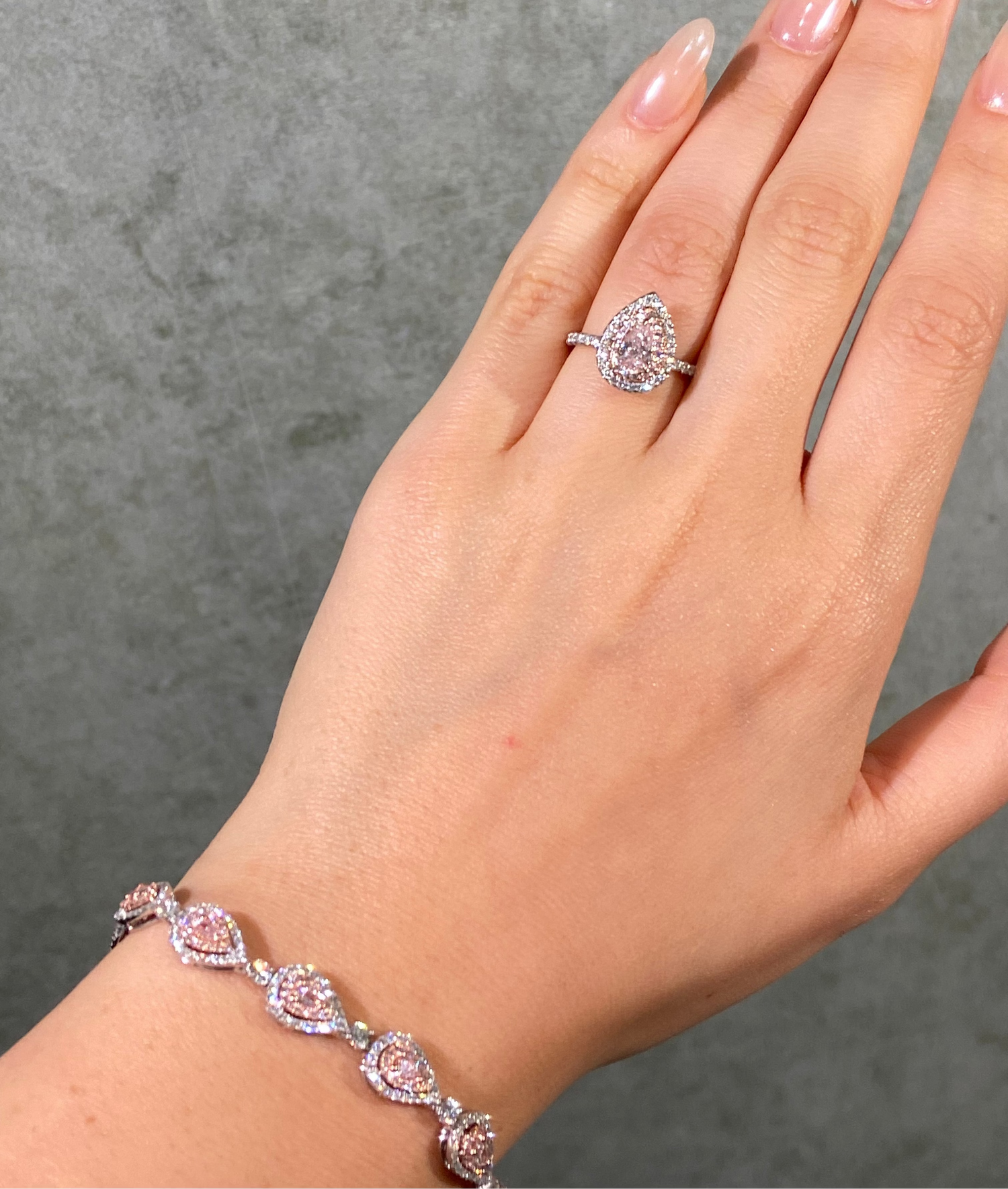 GIA Pink Pear diamond engagement ring at Rare Colors by Namdar, 5th Avenue New York