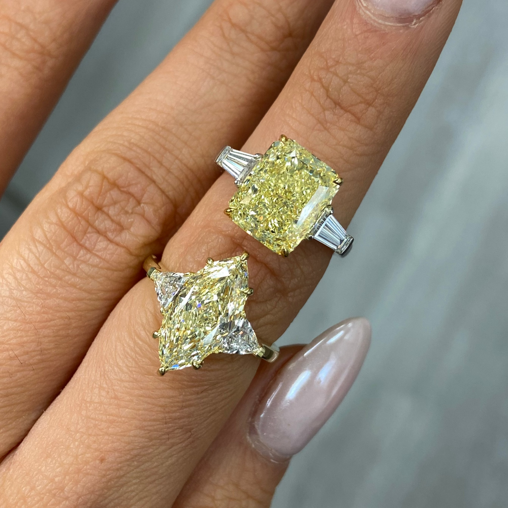 3ct Light Yellow Marquise diamond engagement ring, handcrafted by Rare Colors by Namdar
