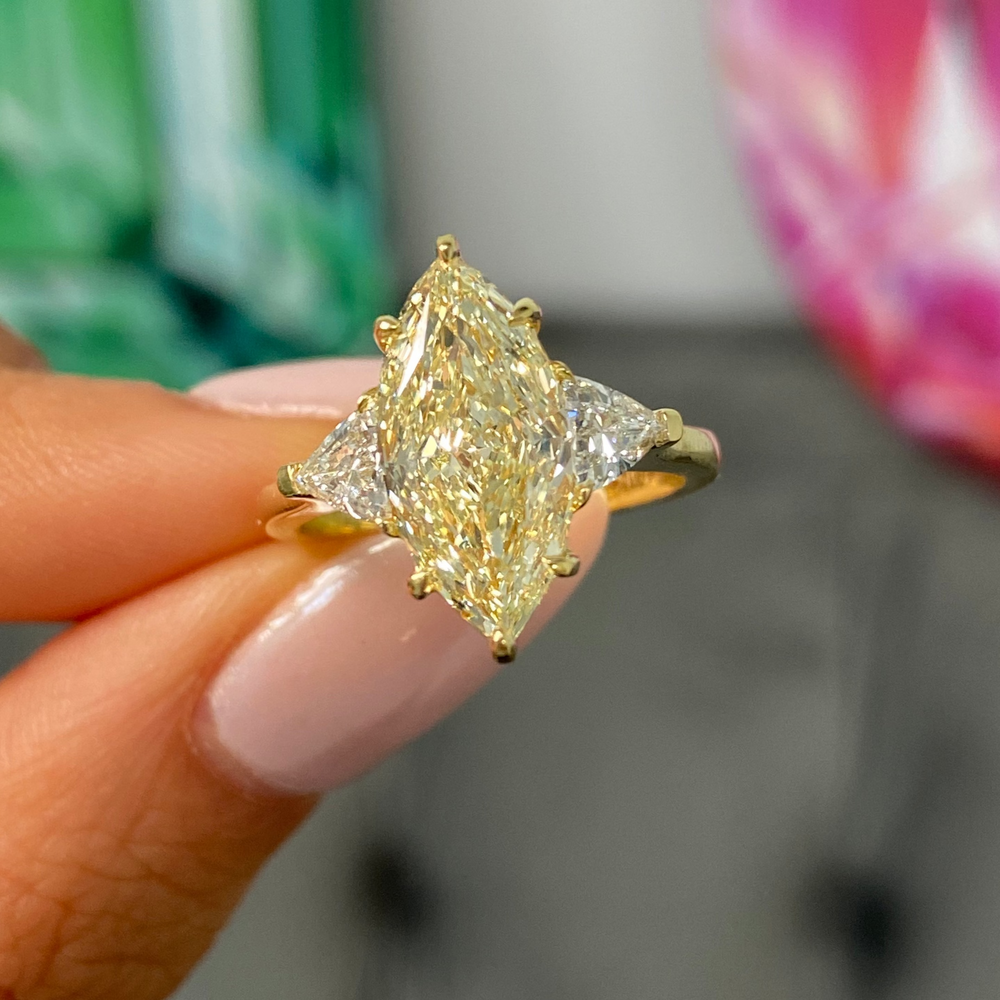 3ct Light Yellow Marquise diamond engagement ring by Rare Colors by Namdar, New York City