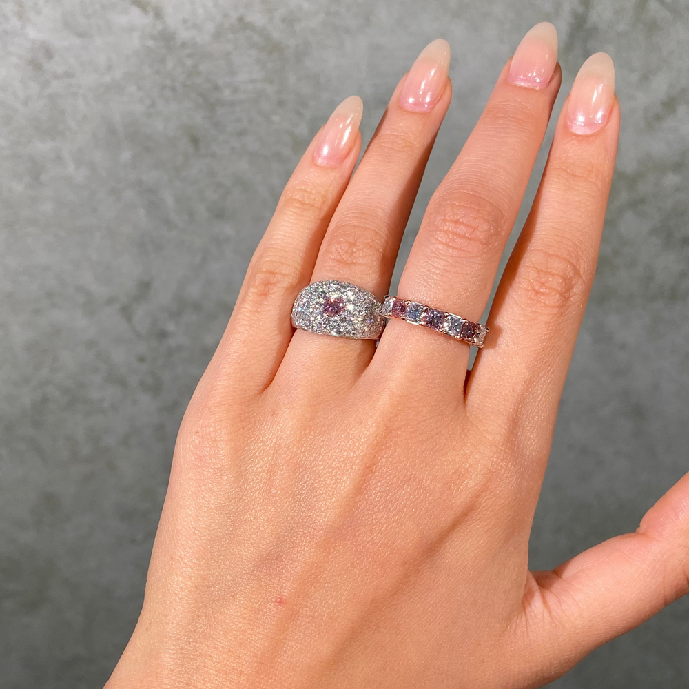 GIA Alternating Fancy Pink and Colorless Diamond Half Eternity Band