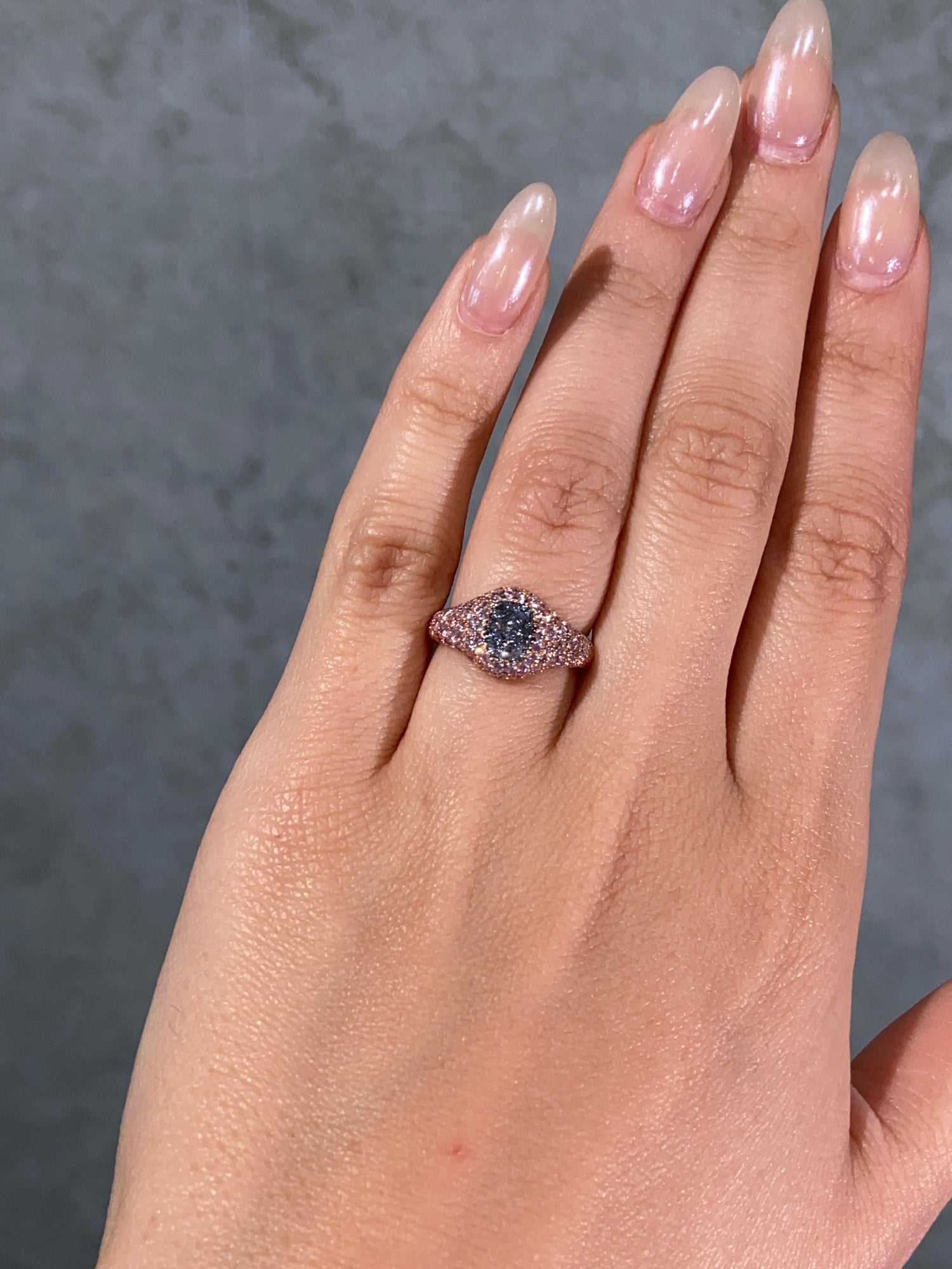 1 Carat Fancy Light Blue Oval Diamond Ring
