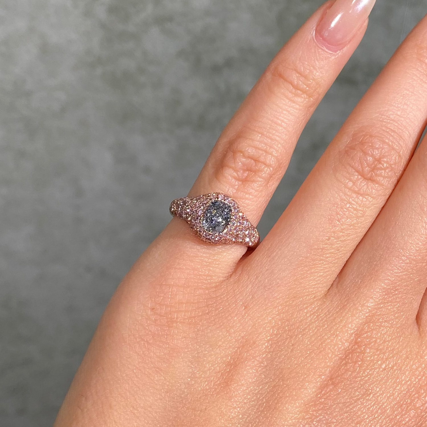 1 Carat Fancy Light Blue Oval Diamond Ring