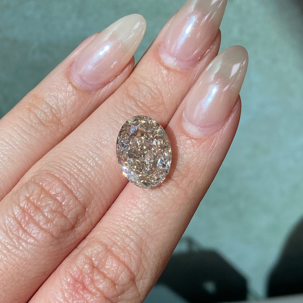 10.12 Carat Fancy Light Yellow-Brown "Champagne" Oval Cut Diamond