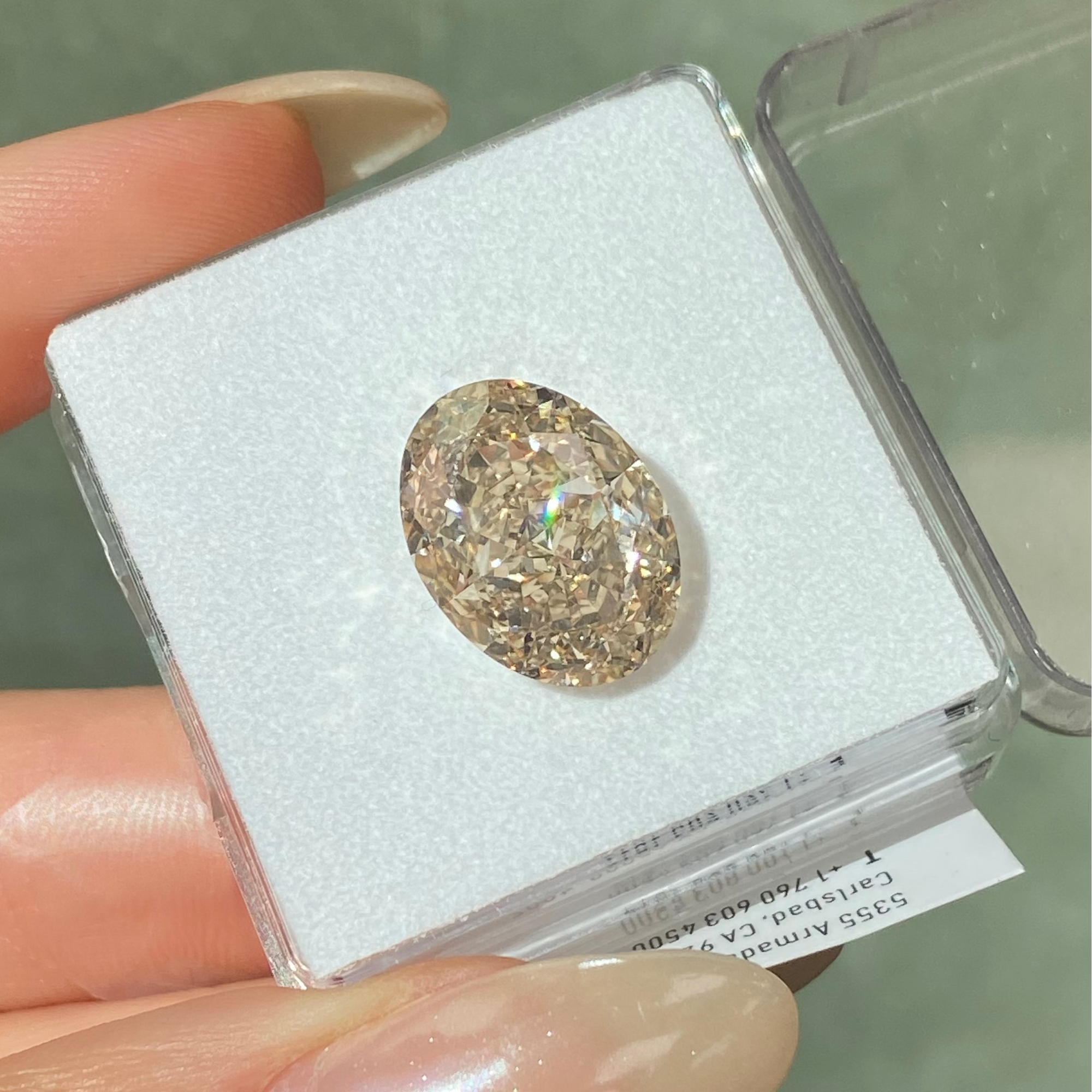 10.12 Carat Fancy Light Yellow-Brown "Champagne" Oval Cut Diamond