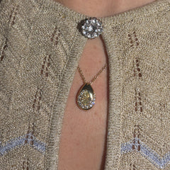 Bezel Swirl Pavé Yellow Pear Diamond Pendant
