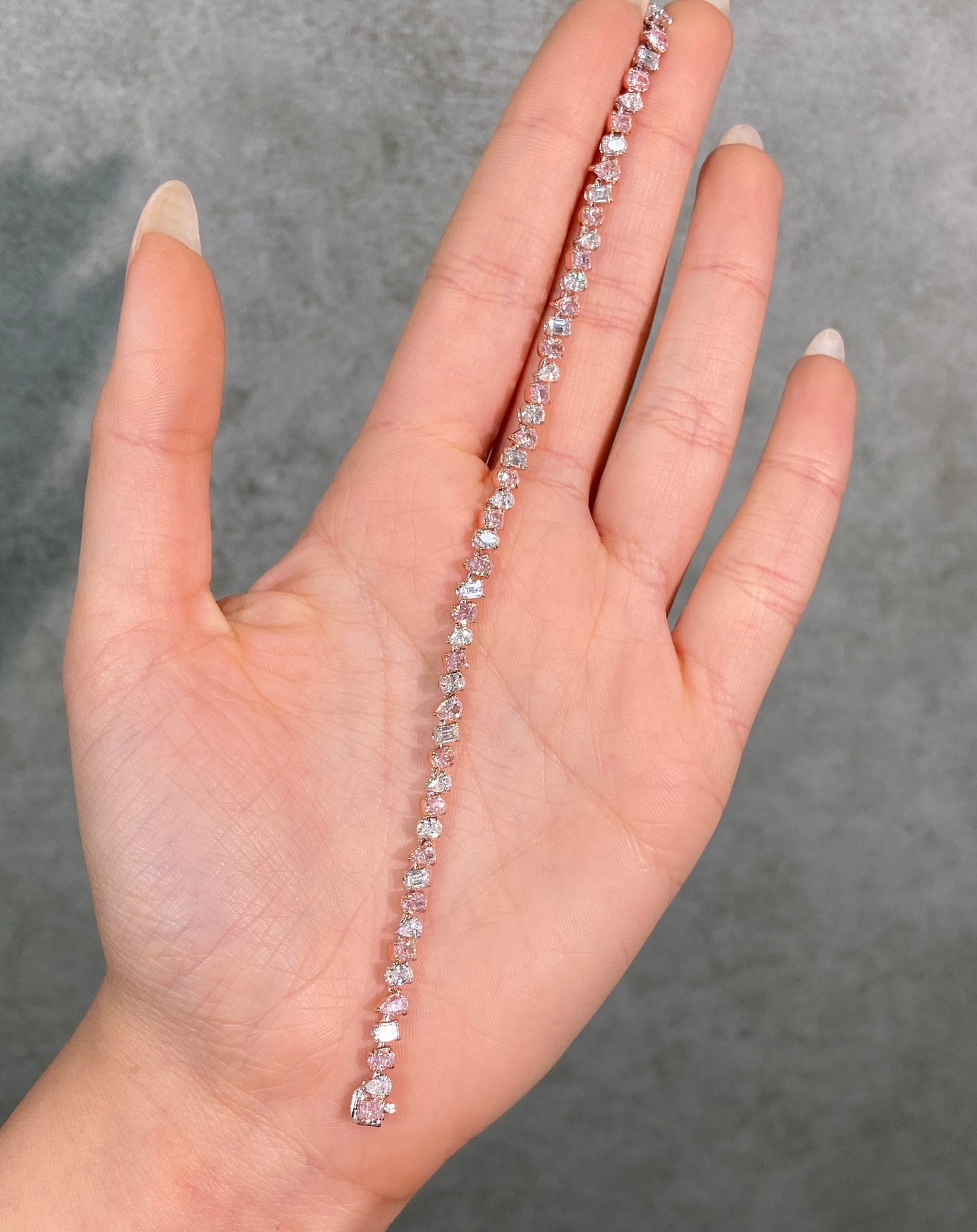 Pink and Colorless Mixed Shape Diamond Bracelet