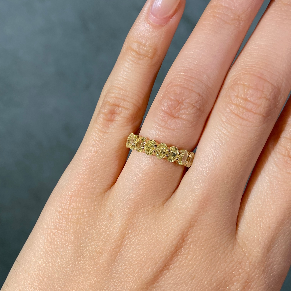 Fancy Yellow Oval eternity band — color diamond specialists Rare Colors by Namdar