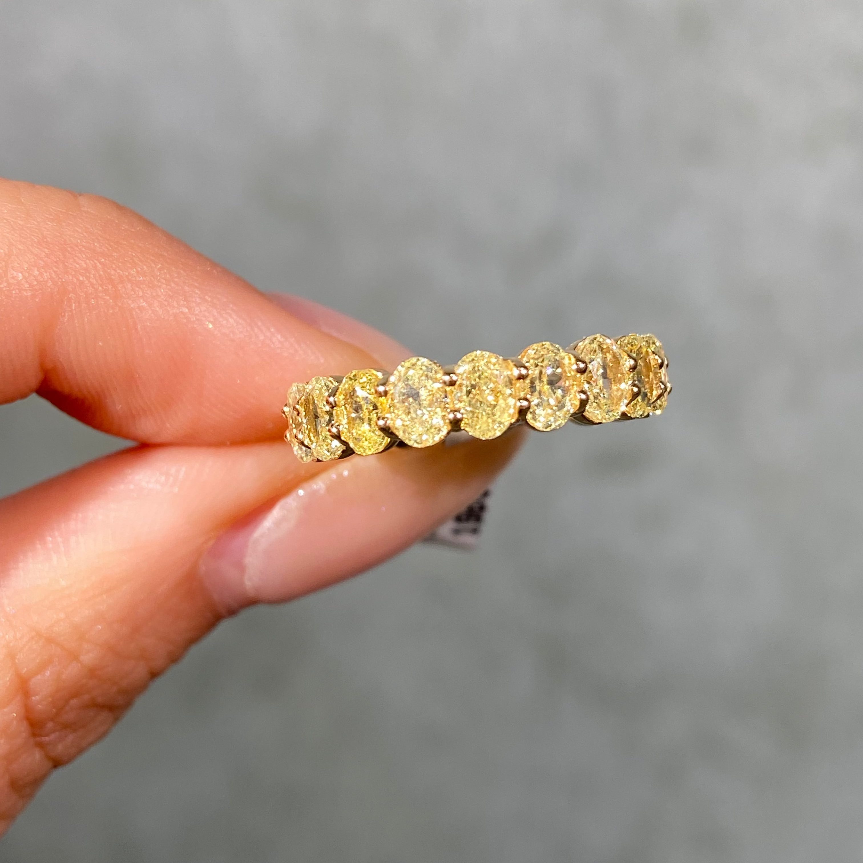Fancy Yellow Oval diamond eternity band, handcrafted by Rare Colors by Namdar