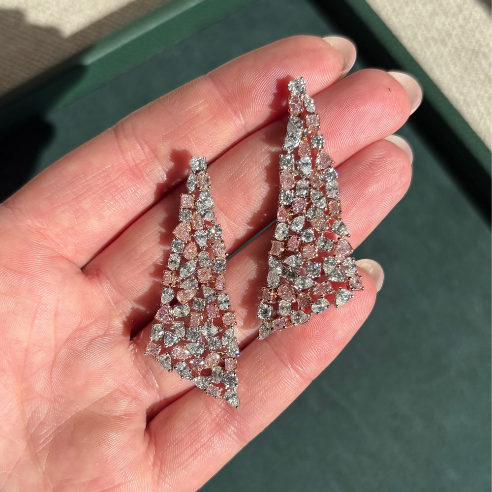 Pink diamond chandelier earrings by Rare Colors by Namdar, New York City