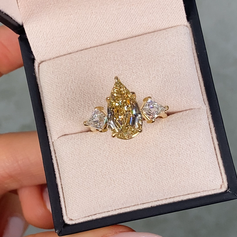 4 Carat Champagne Step Pear Engagement Ring