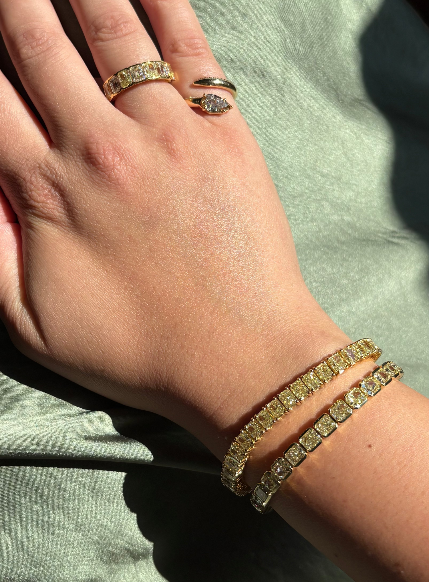 20ct Elongated Radiant Yellow Diamond Tennis Bracelet