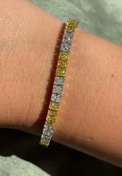 15 Carat 3:3 Yellow and White Diamond Tennis Bracelet