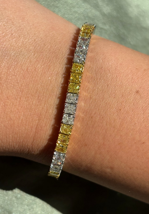 15 Carat 3:3 Yellow and White Diamond Tennis Bracelet