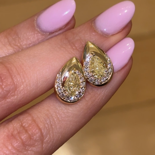Bezel Swirl Yellow Diamond Studs