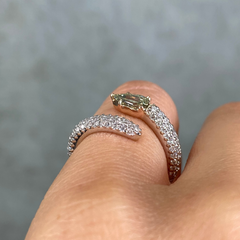Green Diamond Pavé Spiral Pinky Ring