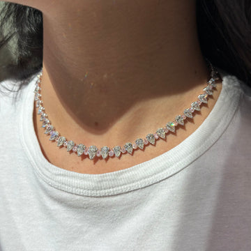 Fancy Pink and Colorless Pear Diamond Necklace