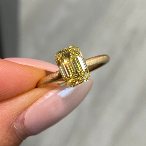 2.01 Carat Fancy Vivid Yellow Emerald Cut Diamond