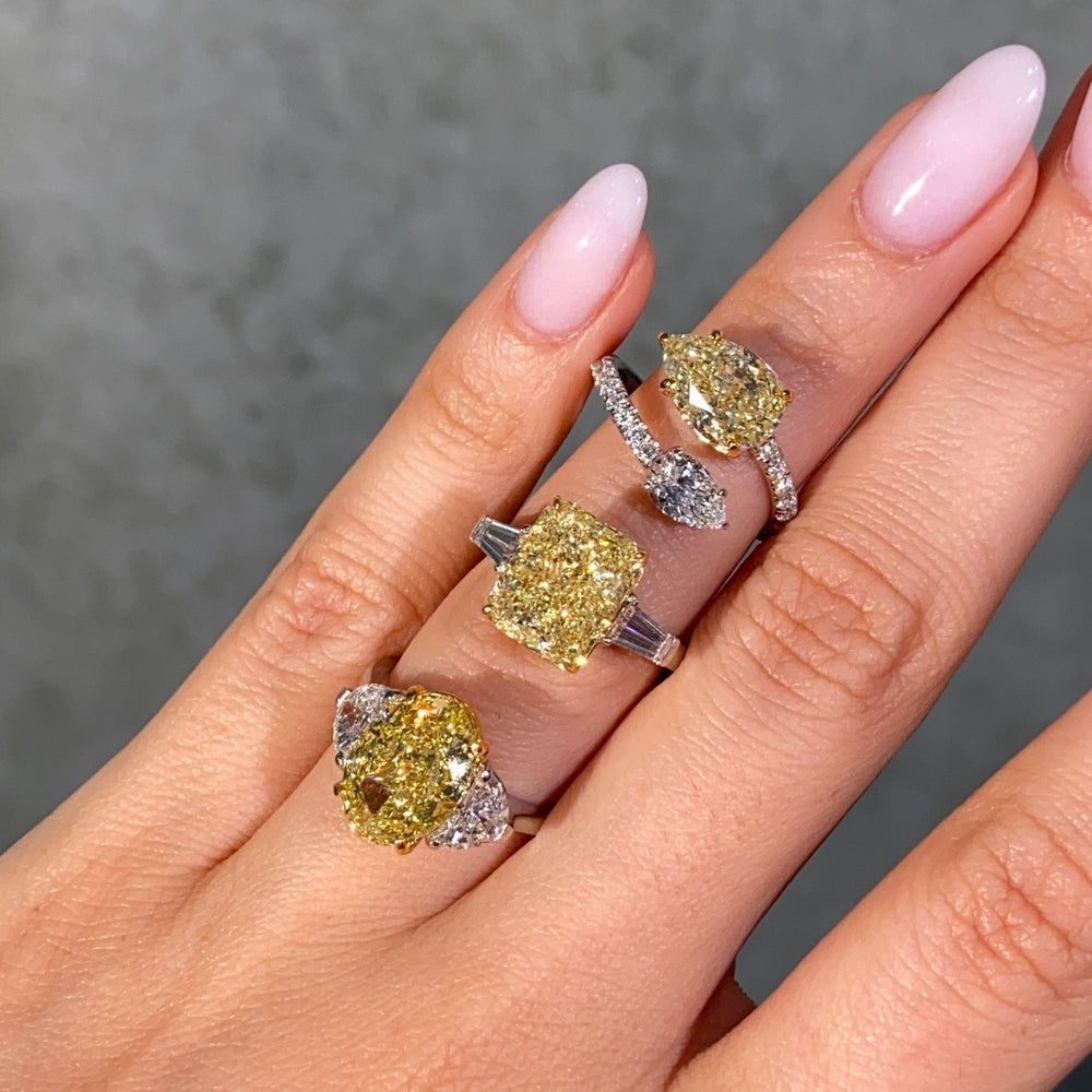 5.52ct Fancy Yellow Elongated Radiant diamond ring by Rare Colors by Namdar, New York City