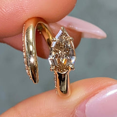 Champagne Diamond Side Pavé Spiral Pinky Ring