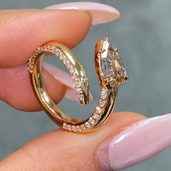 Champagne Diamond Side Pavé Spiral Pinky Ring
