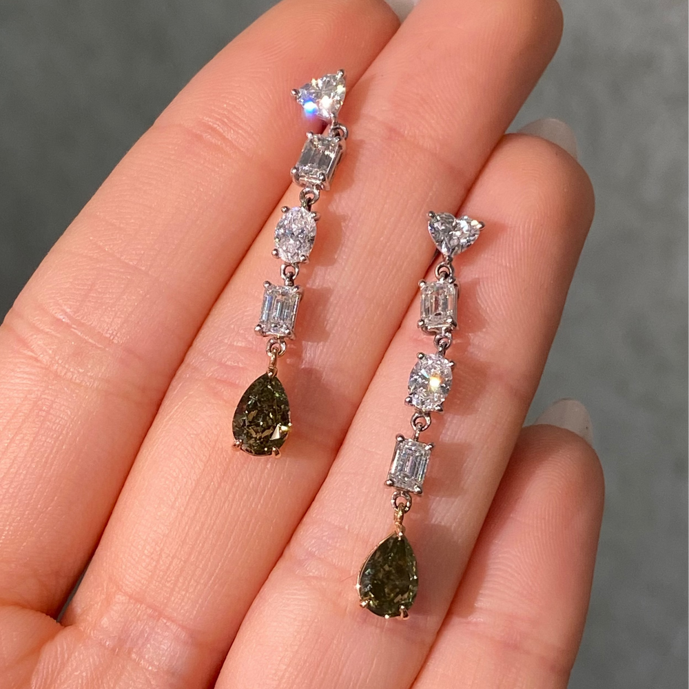 5.13ct Green diamond drop earrings by Rare Colors by Namdar, New York City
