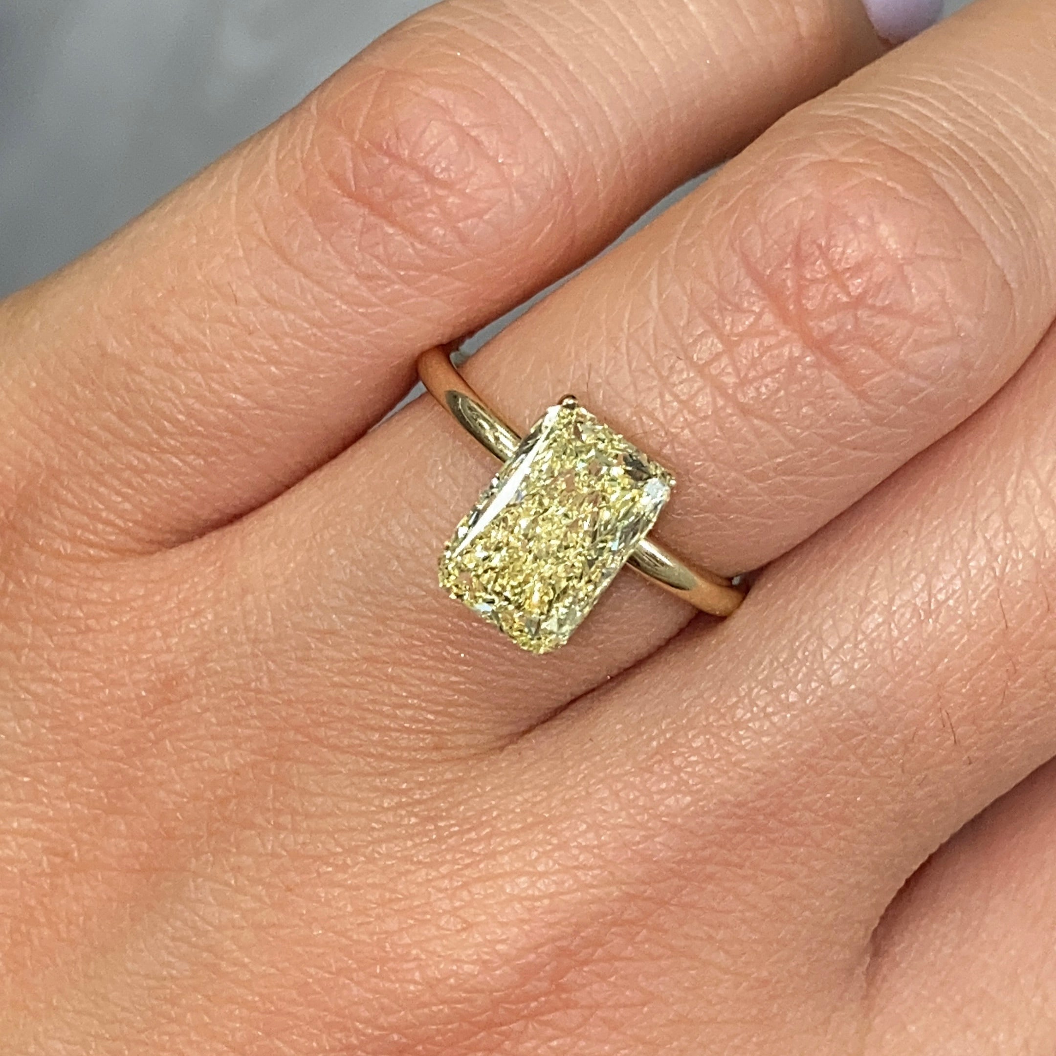 3.26 Carat Fancy Yellow Elongated Radiant Cut Diamond