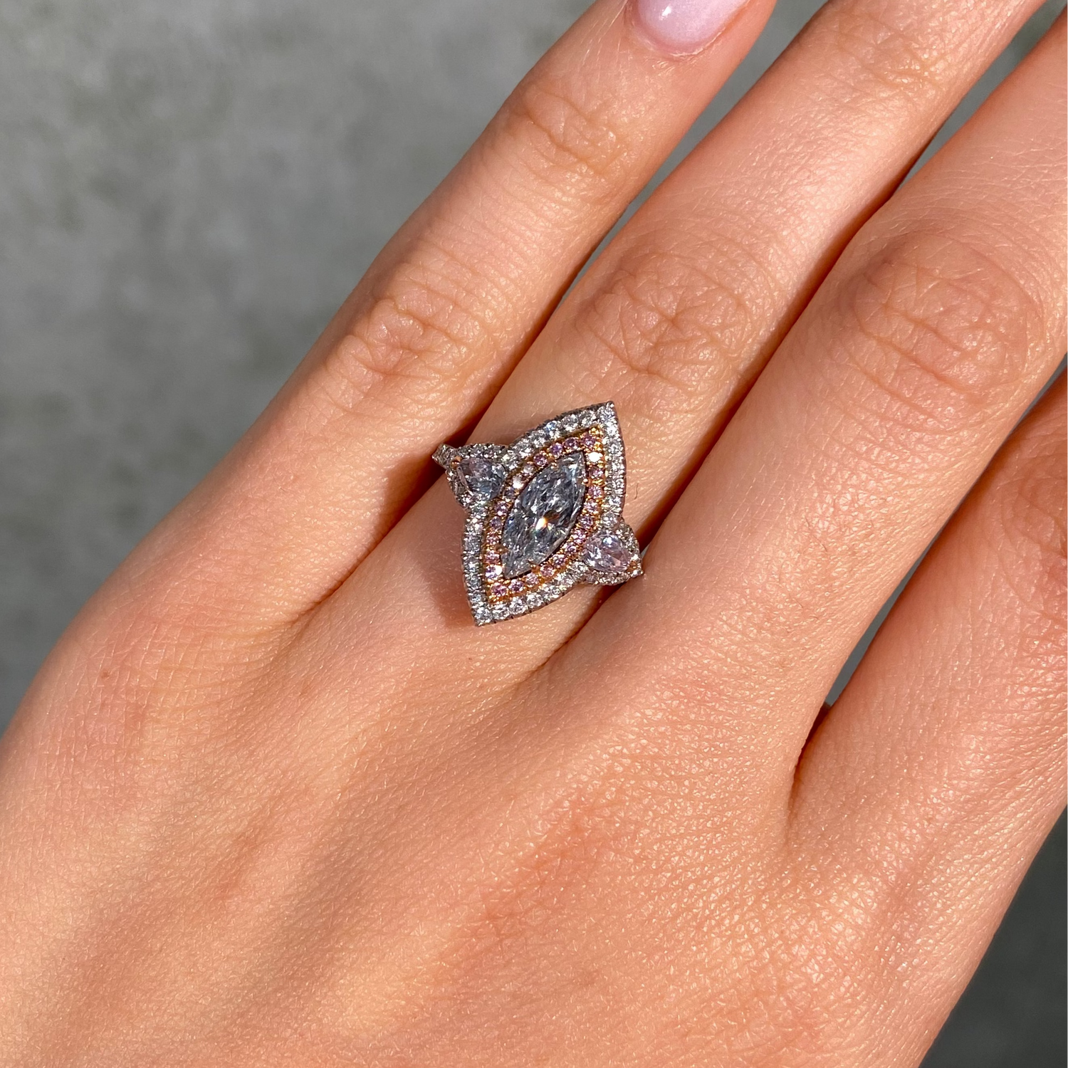 1ct Light Blue Marquise diamond ring by Rare Colors by Namdar, New York City
