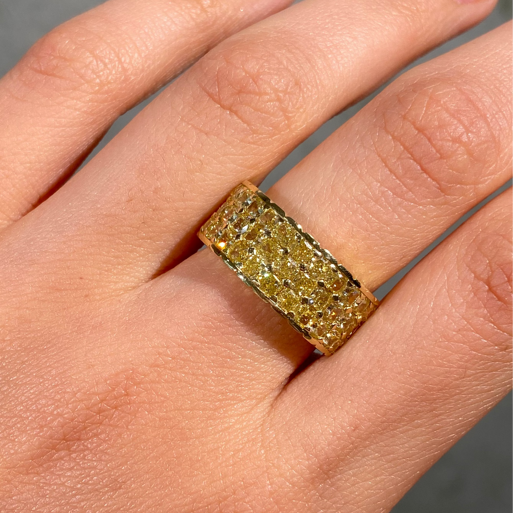 Yellow diamond half eternity band by Rare Colors by Namdar, New York City