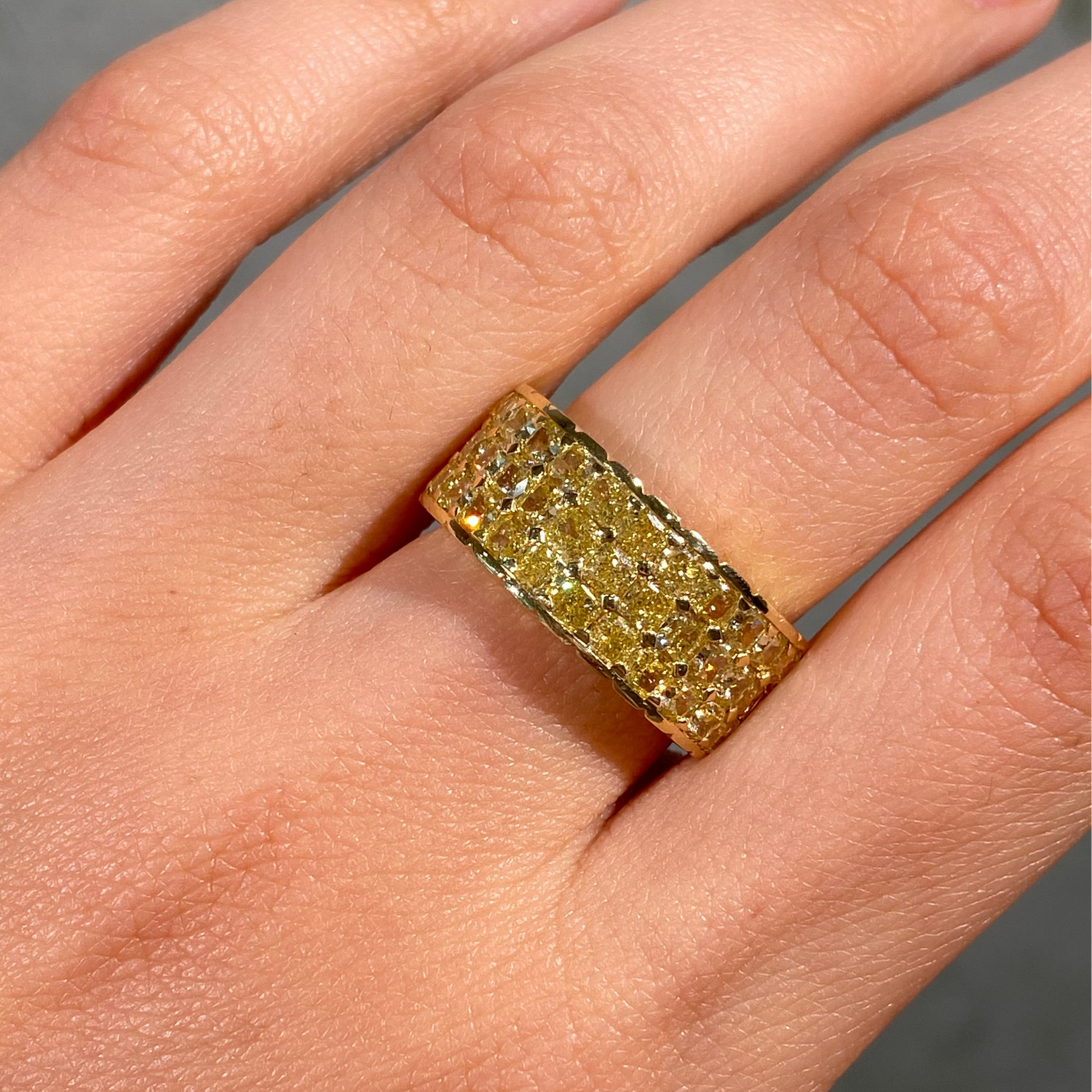 Yellow diamond half eternity band by Rare Colors by Namdar, New York City