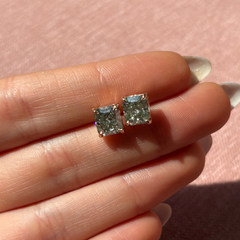 3.52ct Green Diamond Chameleon Radiant Studs