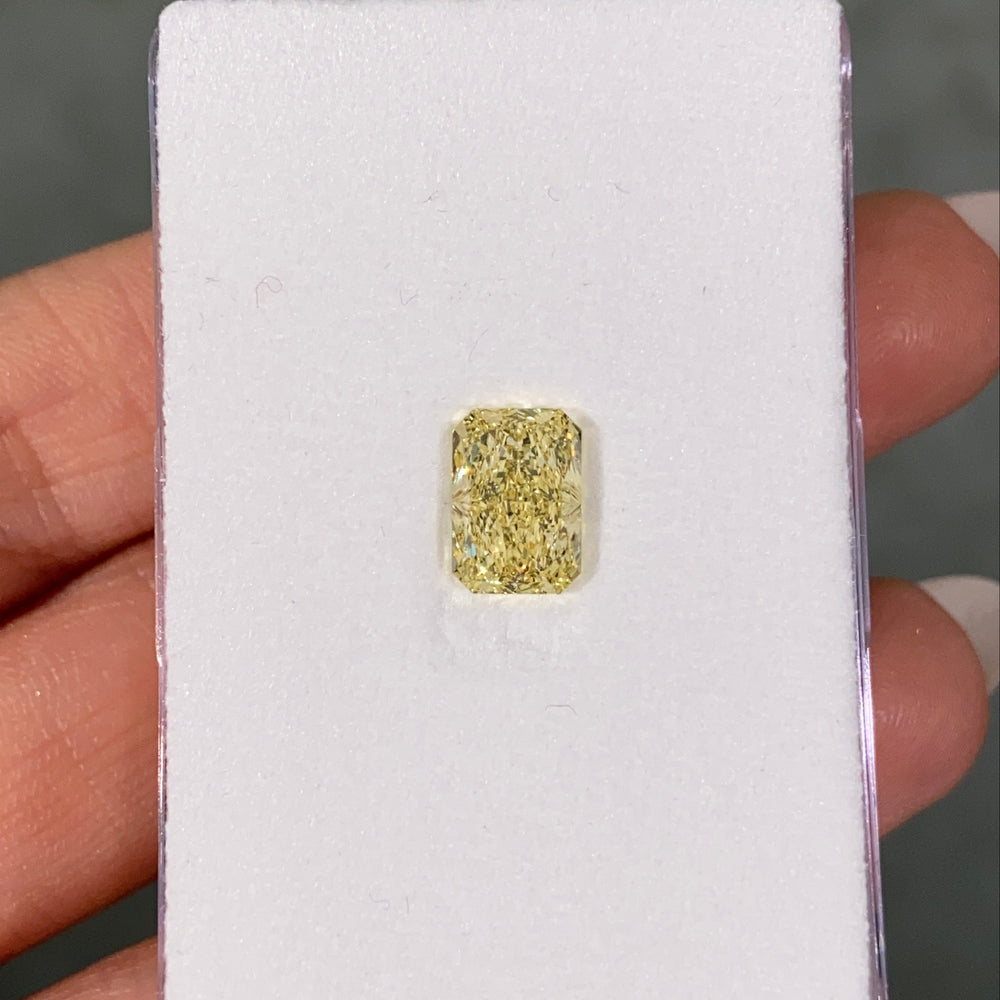 2.26 Carat Elongated Radiant Cut Fancy Yellow Diamond