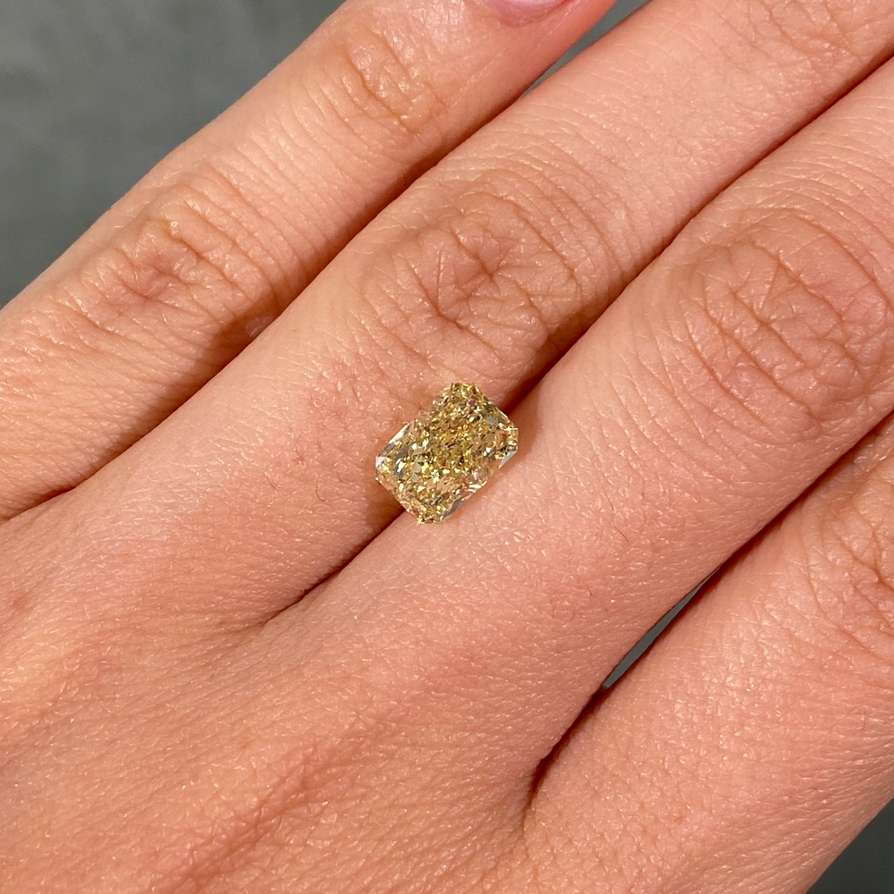 2.26 Carat Elongated Radiant Cut Fancy Yellow Diamond