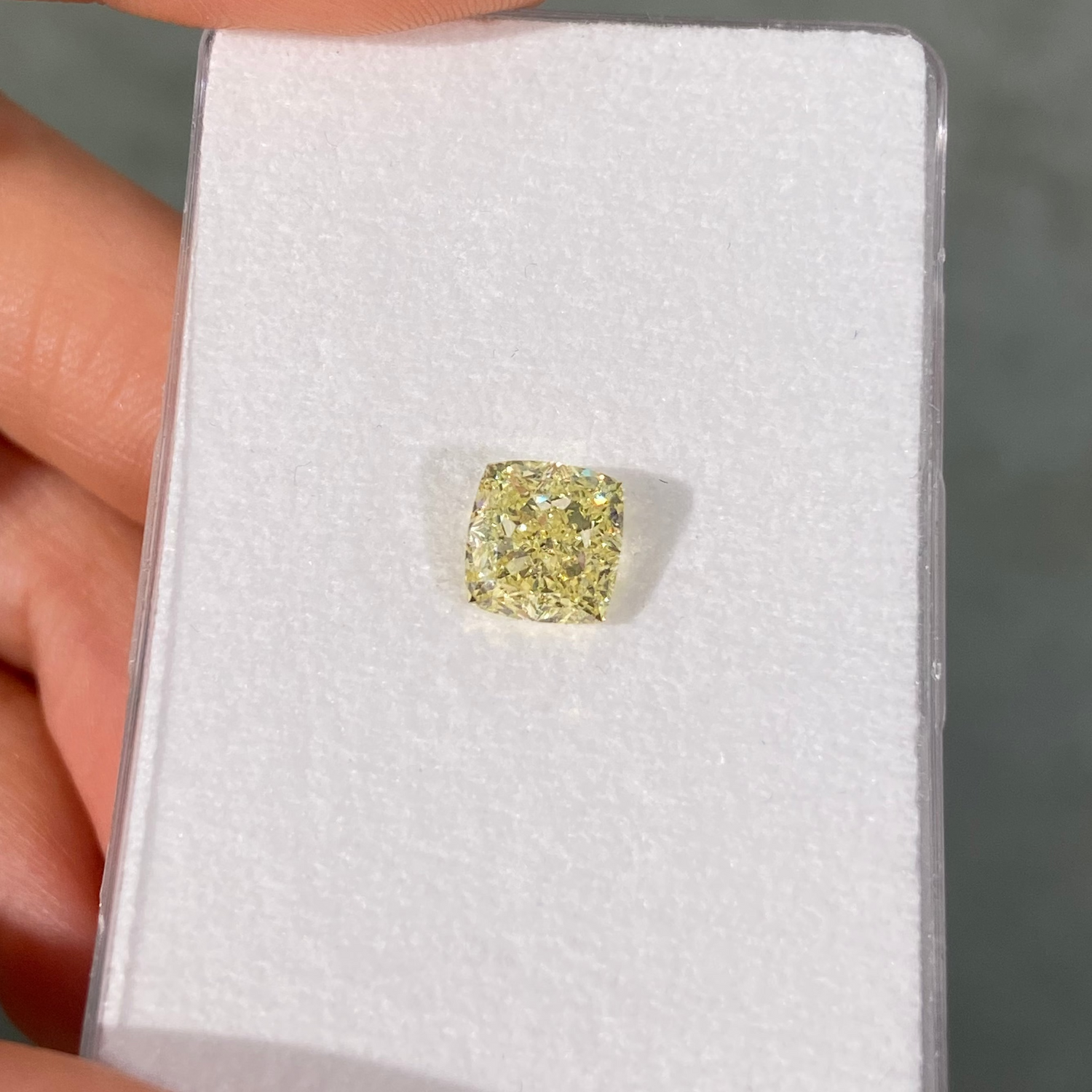 2.02 Carat Cushion Cut Fancy Yellow Diamond