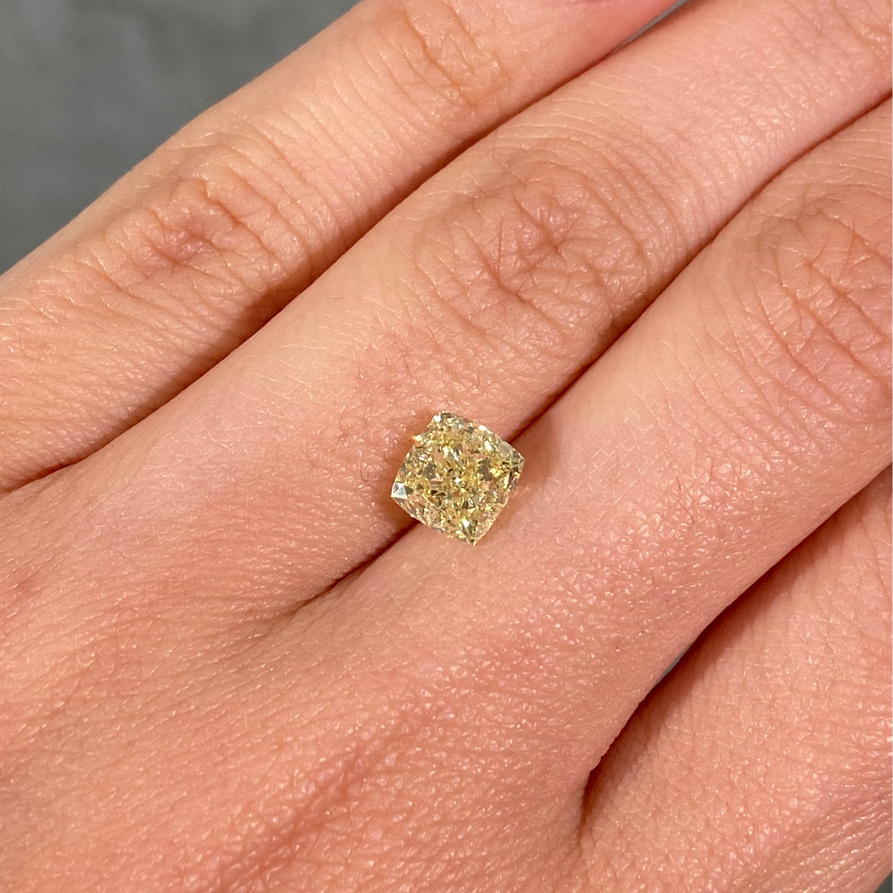 2.02 Carat Cushion Cut Fancy Yellow Diamond